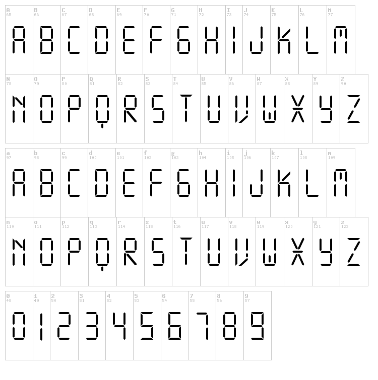 Display Free TFB font map